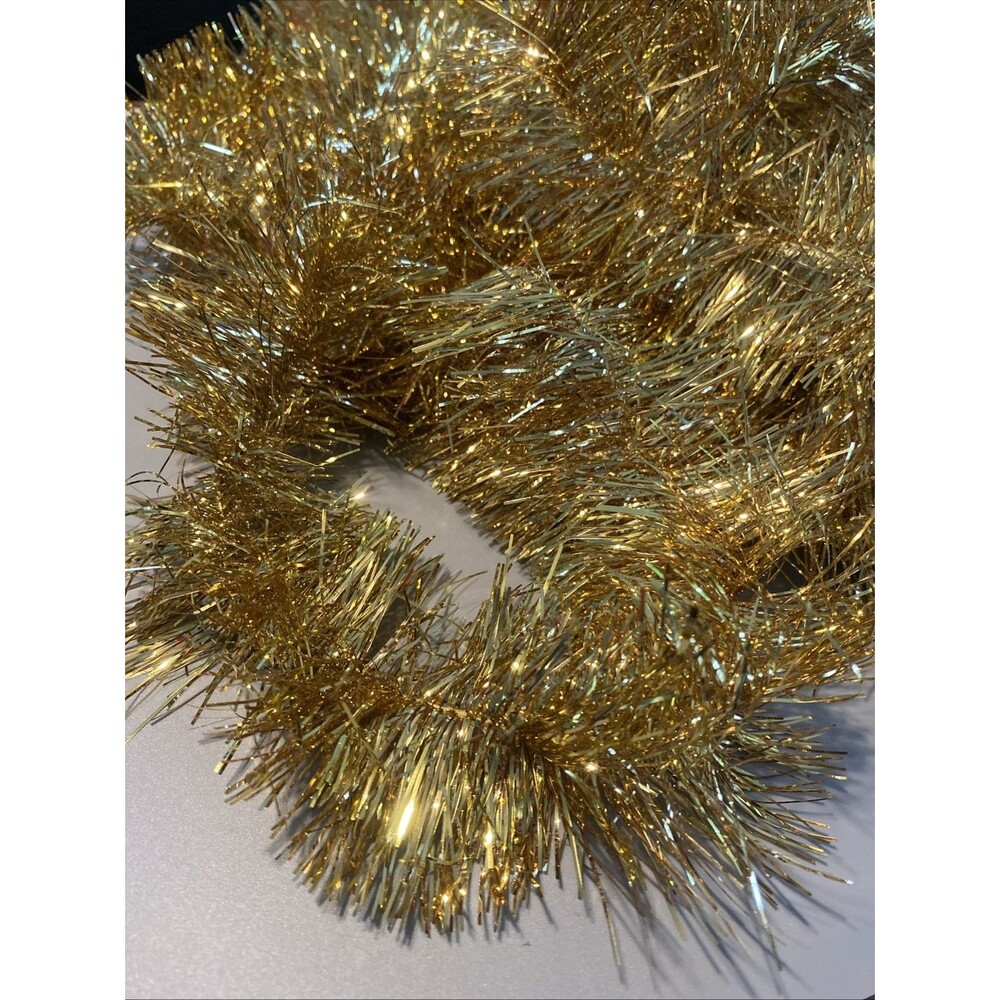 14 Feet Christmas Tinsel Garland Gold Holiday Tree Strand Crafting